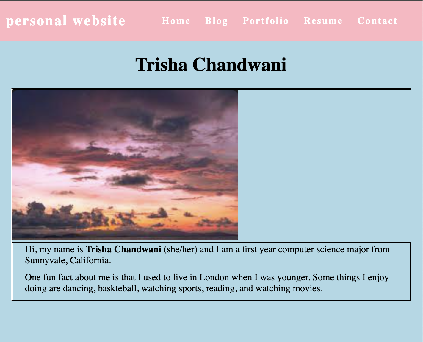 A picture of the home page